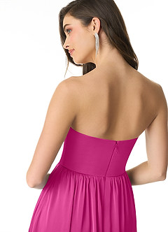 Azazie Morana Bridesmaid Dresses Fuchsia A-Line Off the Shoulder Stretch Satin Convertible Dress image8