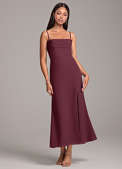 Azazie Saige Bridesmaid Dresses Cabernet Sheath Off the Shoulder Chiffon Convertible Dress image7