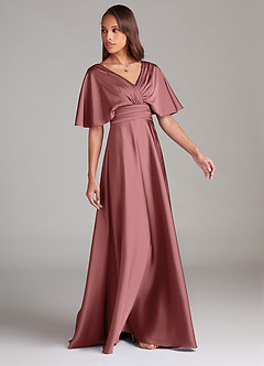Azazie Pamela Brautjungfernkleider A-Linie Plissee Stretch-Satin Kleid Amethyst image3