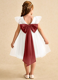 Azazie Munchkin Flower Girl Dresses Ivory Rust A-Line Bow Tulle Dress image1
