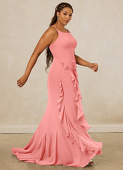 Christian Siriano Bridal for Azazie 1006 Bridesmaid Dresses Coral Mermaid Ruched Chiffon Dress image13
