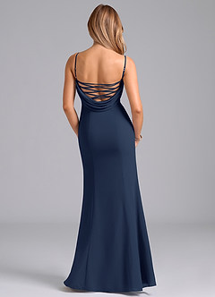 Azazie Wynni Abiti da Damigella Abito Sirena in Chiffon Corsetto Marino Scuro image6