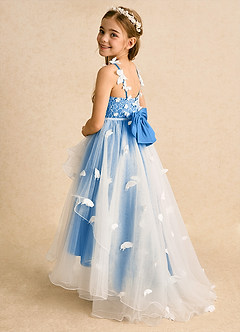 Azazie Darlina vestidos de niña de las flores Vestido de Marfil Azul Pastel de Tul de Princesa con Encaje image8