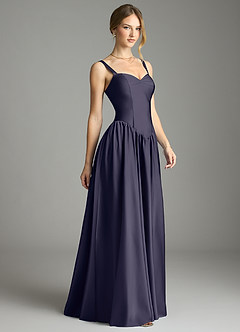 Azazie Evadina Suknie dla druhen Linia A Gorset Satyna elastyczna Do ziemi Sukienka image4