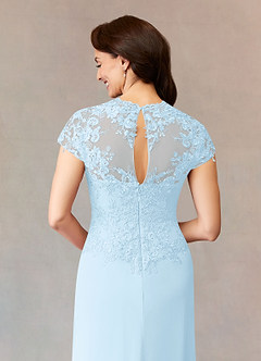 Azazie Junie Mère de la mariée Robes Robe Trapèze en Mousseline de soie Dentelle Bleu Ciel image6