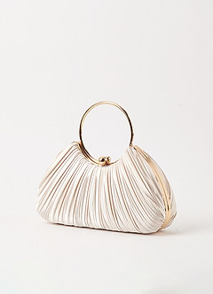 front Satin Pleated Handbag