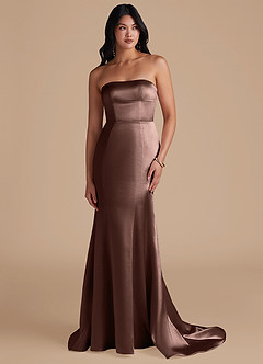 Azazie Aura Bridesmaid Dresses Espresso Mermaid Metallic Satin Convertible Dress image2