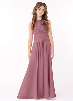 Azazie Bonnie Junior Vintage Mauve A-Line Pleated Chiffon Dress image1