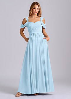 Azazie Koa Brudtärnklänningar Klä av A-Linje i Chiffong Av axeln Himmelsblå image1