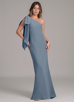 Azazie Capri Jurken voor bruidsmeisjes Jurk van Chiffon met A-Lijn One-Shoulder Schemering image1