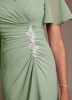 Azazie Suffolk Mère de la mariée Robes Robe Trapèze en Mousseline de soie Plissée Vert Sauge image5