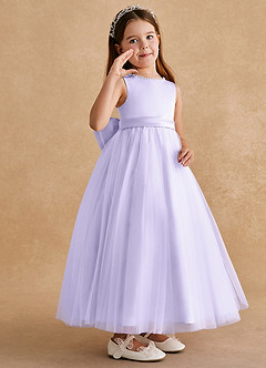 Azazie Cookie Flower Girl Dresses Lilac A-Line Bow Tulle Dress image2