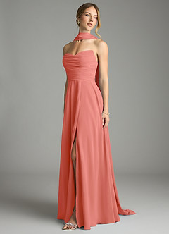 Azazie Ayla Abiti da Damigella Abito A-Line in Chiffon Scollo a Cuore Salmone Rosa image9