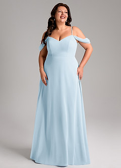 Azazie Marley Bridesmaid Dresses Sky Blue A-Line Off the Shoulder Chiffon Convertible Dress image13