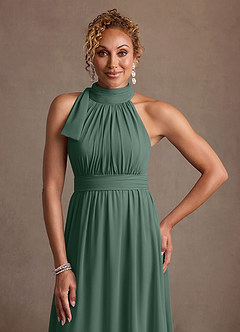 Azazie Antoinette Mother of the Bride Dresses Sea Moss A-Line Pleated Chiffon Dress image5