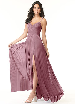 Azazie Vini Bridesmaid Dresses Vintage Mauve A-Line V-Neck Pleated Chiffon Dress image3