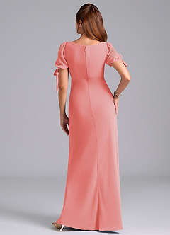 Azazie Pheby Bridesmaid Dresses Coral A-Line Pleated Chiffon Dress image6