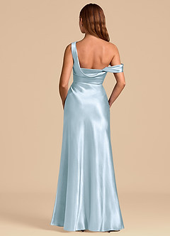 Azazie Madelyn Brudtärnklänningar Klä av Sjöjungfru i Metallisk satin Av axeln Himmelsblå Konvertibel image6