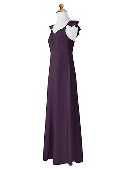 Azazie Amada Junior Plum A-Line Ruched Chiffon Dress image7