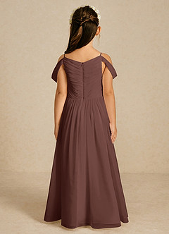 Azazie Chelle Flower Girl Dresses Espresso A-Line Pleated Chiffon Dress image2