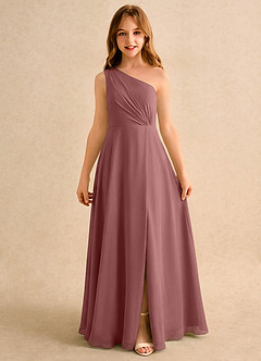 Azazie Puddles Girls Formal Flower Girl Klänningar Klä A-Line i Chiffong Ena axeln image6