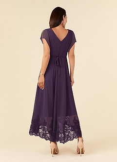 Azazie Palana Mère de la mariée Robes Robe Trapèze en Mousseline de soie Dentelle Prune image3