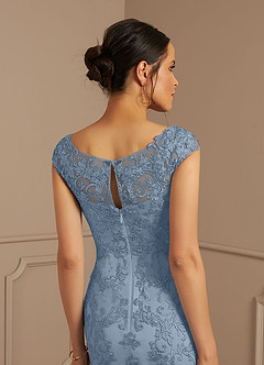 Azazie Melena vestidos de madre de la novia Vestido de Azul Polvoriento de Tul de Sirena con Encaje image6
