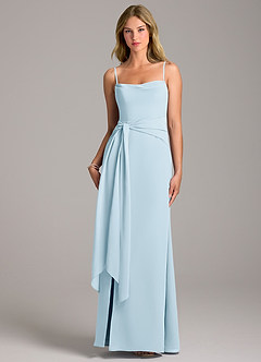 Azazie Tahlia Bridesmaid Dresses Sky Blue A-Line with Belt Chiffon Dress image5