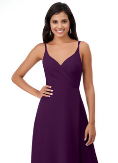 Azazie Lennon Bridesmaid Dresses Grape A-Line Lace Chiffon Dress image6