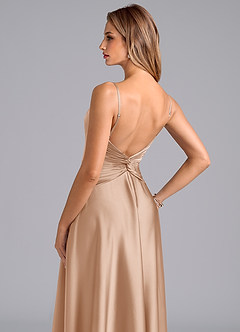 Azazie Elita Bridesmaid Dresses English Rose A-Line Pleated Stretch Satin Dress image2