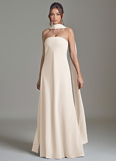 Azazie Ilana Jurken voor bruidsmeisjes Jurk van Chiffon met A-lijn Strapless Wit Albast image3