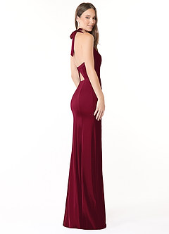 Azazie Emeria Bridesmaid Dresses Burgundy Mermaid Pleated Stretch Satin Dress image5
