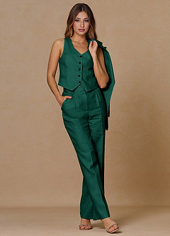 front Belicia Szmaragd 100% lniany garnitur 3-częściowy