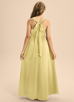 Azazie Jaylah Junior Robe Trapèze en Satin extensible Plissée Sorbet Citron image2