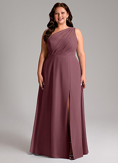 Azazie Phaedra Bridesmaid Dresses Sangria A-Line One Shoulder Chiffon Dress image9