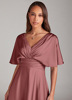 Azazie Pamela Brautjungfernkleider A-Linie Plissee Stretch-Satin Kleid Amethyst image5