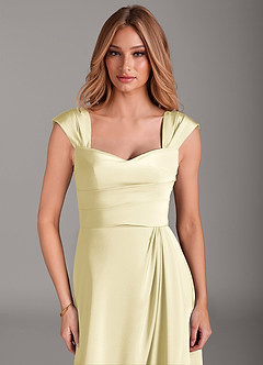 Azazie Laila Bridesmaid Dresses Lemon Sorbet A-Line Sweetheart Neckline Stretch Satin Dress image5
