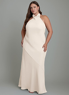 Azazie Velli Bridesmaid Dresses White Alabaster Mermaid High Neck Chiffon Dress image8