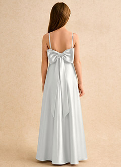 Azazie Joella vestidos de niña de las flores Vestido de Blanco de Satén Elástico de Corte en A con Plisado image1