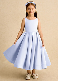 Azazie Babs Flower Girl Dresses Lavender Ball-Gown Pleated Matte Satin Dress image2