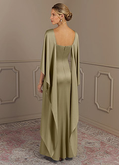 Azazie Eli Vestidos para mãe da noiva Vestir Musgo Verde de Cetim elástico de Bainha com Gargalo image2