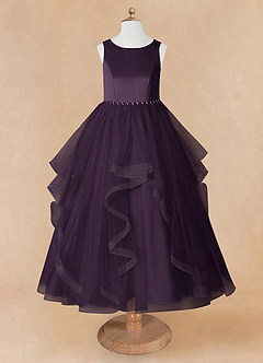 Azazie Sofia Flower Girl Dresses Plum A-Line Beaded Tulle Dress image8