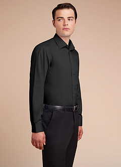 front Jermyn Noir Chemise habillée 100 % coton, infroissable