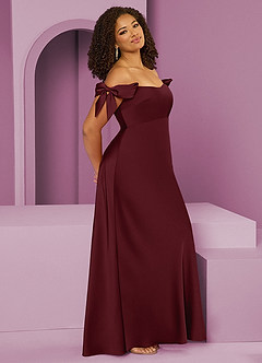 Barbie ♥ Azazie Vestidos de damas de honor Vestido de Cabernet de Satén Elástico de Corte Recto Convertible con Vestidos sin tirantes image11