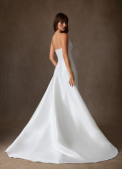 Azazie Adinah Wedding Dresses Diamond White A-Line Strapless Mikado Dress image10