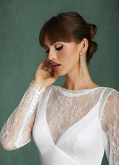 Azazie Indiah Wedding Dresses Diamond White Mermaid Stretch Satin Dress image8