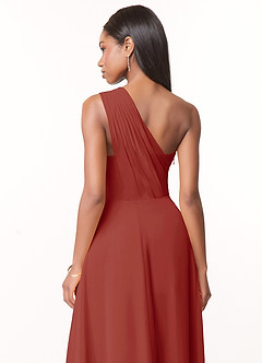 Azazie Ashley Brautjungfernkleider A-Linie Gestreift Chiffon Kleid Terrakotta image3