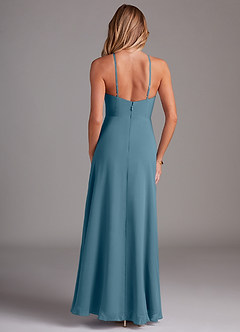 Azazie Bailey Bridesmaid Dresses Bermuda A-Line Halter Side Slit Chiffon Dress image2