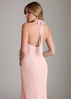 Azazie Valerie Bridesmaid Dresses Powder Pink Mermaid Pleated Chiffon Dress image6