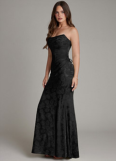Azazie Electra Bridesmaid Dresses Midnight Jacquard Mermaid Corset Floral Jacquard Dress image6